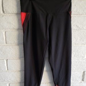 Red and Black Yoga Athletic Ankle Length Pants